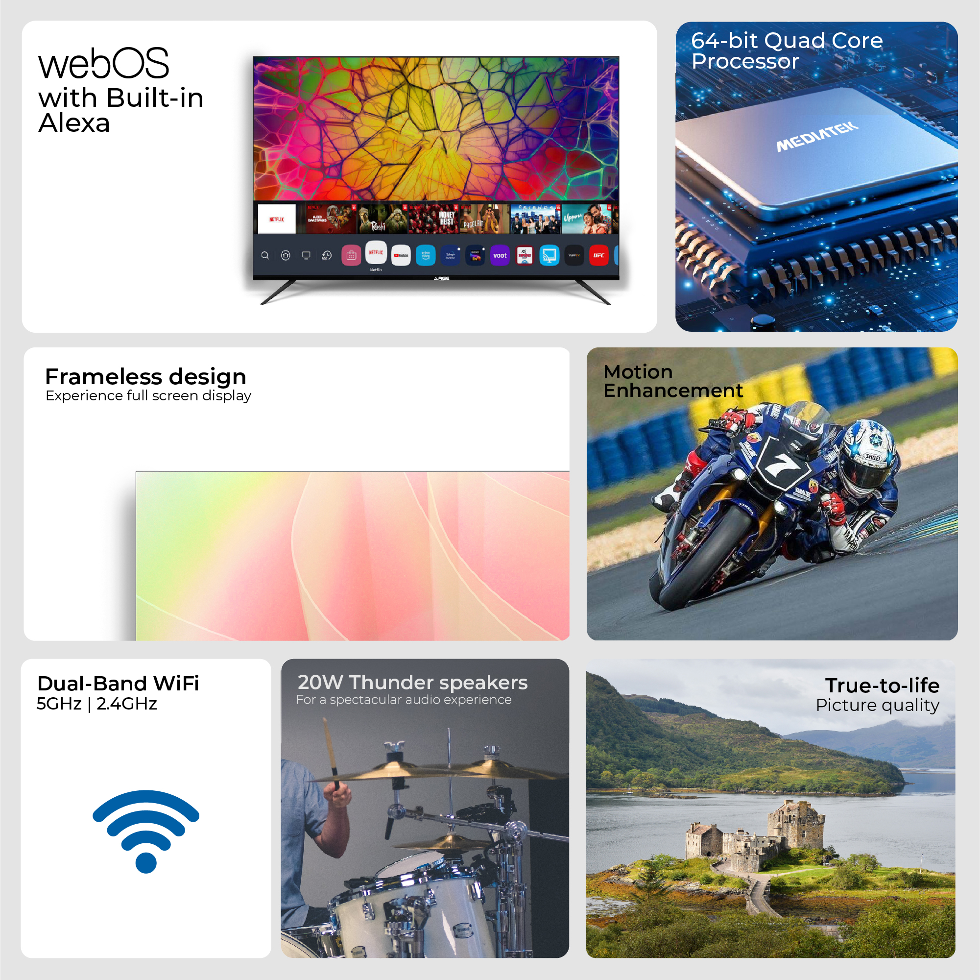 AGE 189 cm (75 inch) Ultra HD (4K) LED Smart Android TV with  AGE WebOS Series
