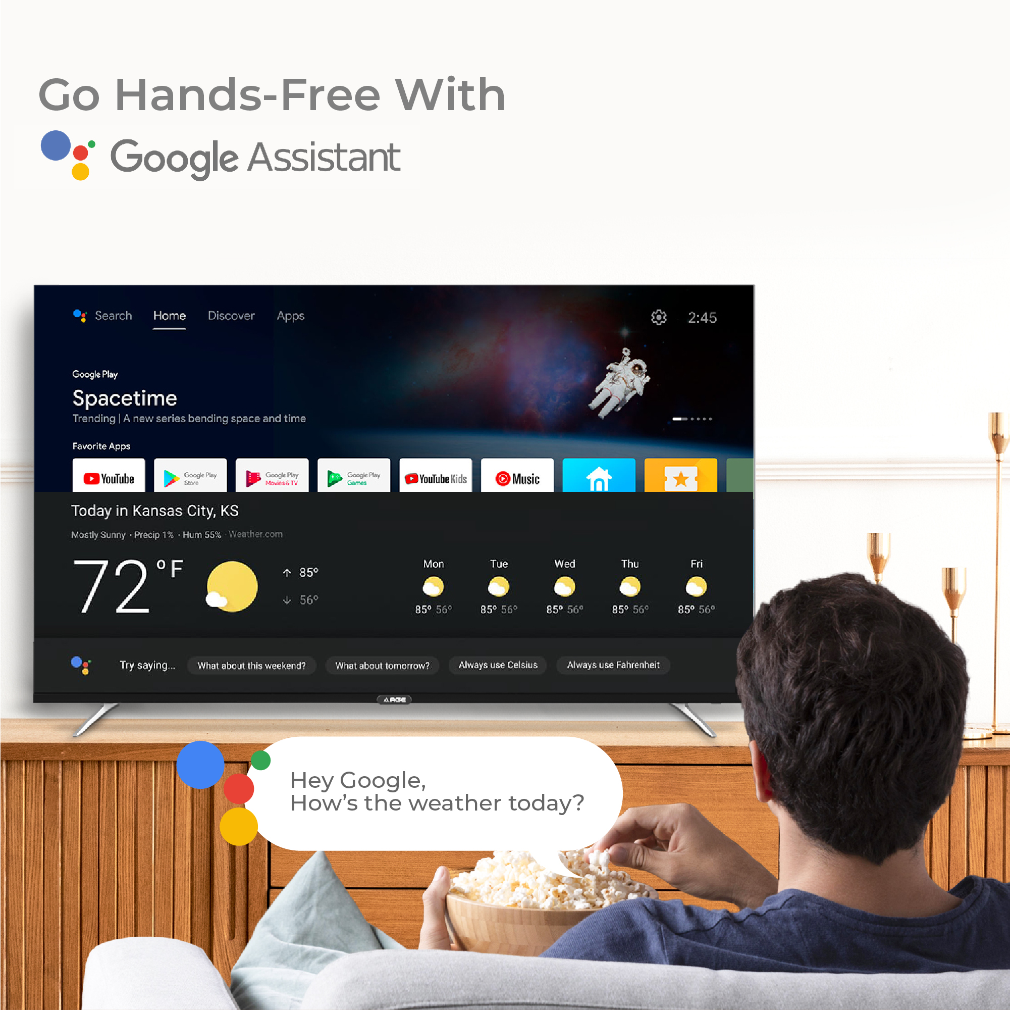 AGE 138 cm (55 inch) Ultra HD (4K) LED Smart Android TV with Certified Android TV, Chromecast Built-In, Voice Search Enabled Remote, Android 11.0, HDR 10, Ultra Slim body, Netflix, Hotstar, Amazon Prime (PRO 55 UHD VC)