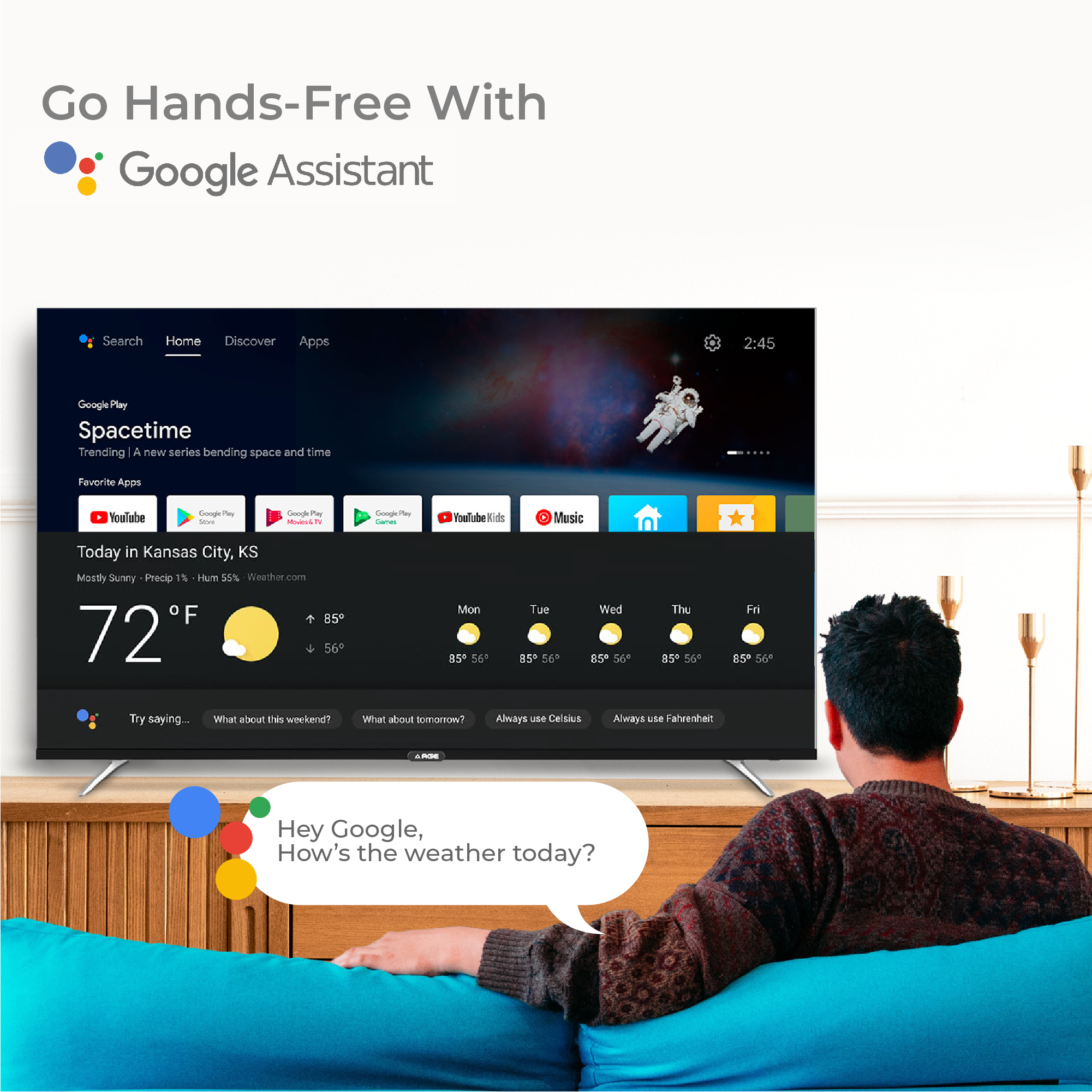 AGE 126 cm (50 inch) Ultra HD (4K) LED Smart Android TV with Certified Android TV, Chromecast Built-In, Voice Search Enabled Remote, Android 11.0, HDR 10, Ultra Slim body, Netflix, Hotstar, Amazon Prime (PRO 50 NXT VC)