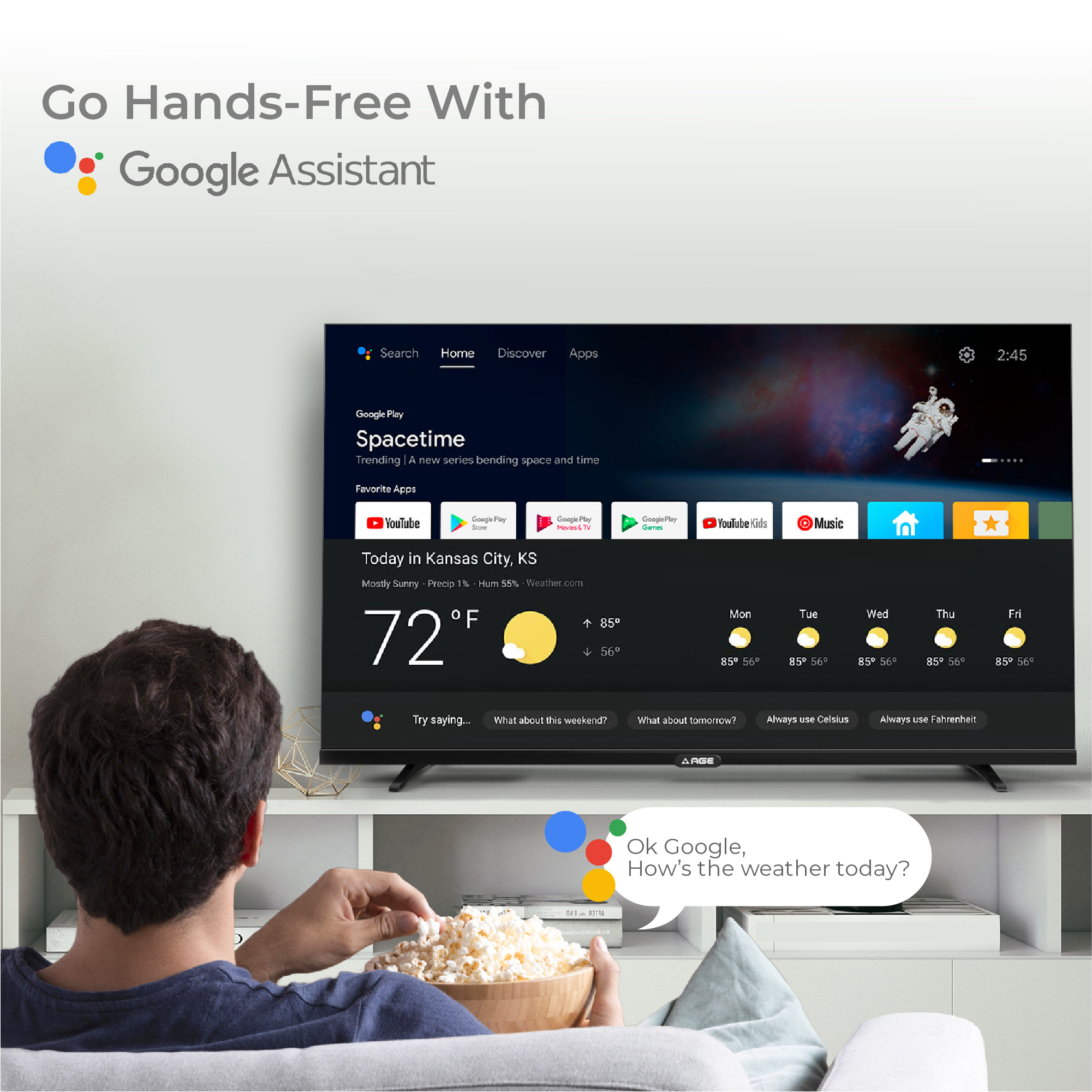 AGE 108 cm (43 inch) Full HD LED Smart Android TV with Certified Android TV, Chromecast Built-In, Voice Search Enabled Remote, Android 11.0, HDR 10, Ultra Slim body, Netflix, Hotstar, Amazon Prime (INDU 43 VC 4G)