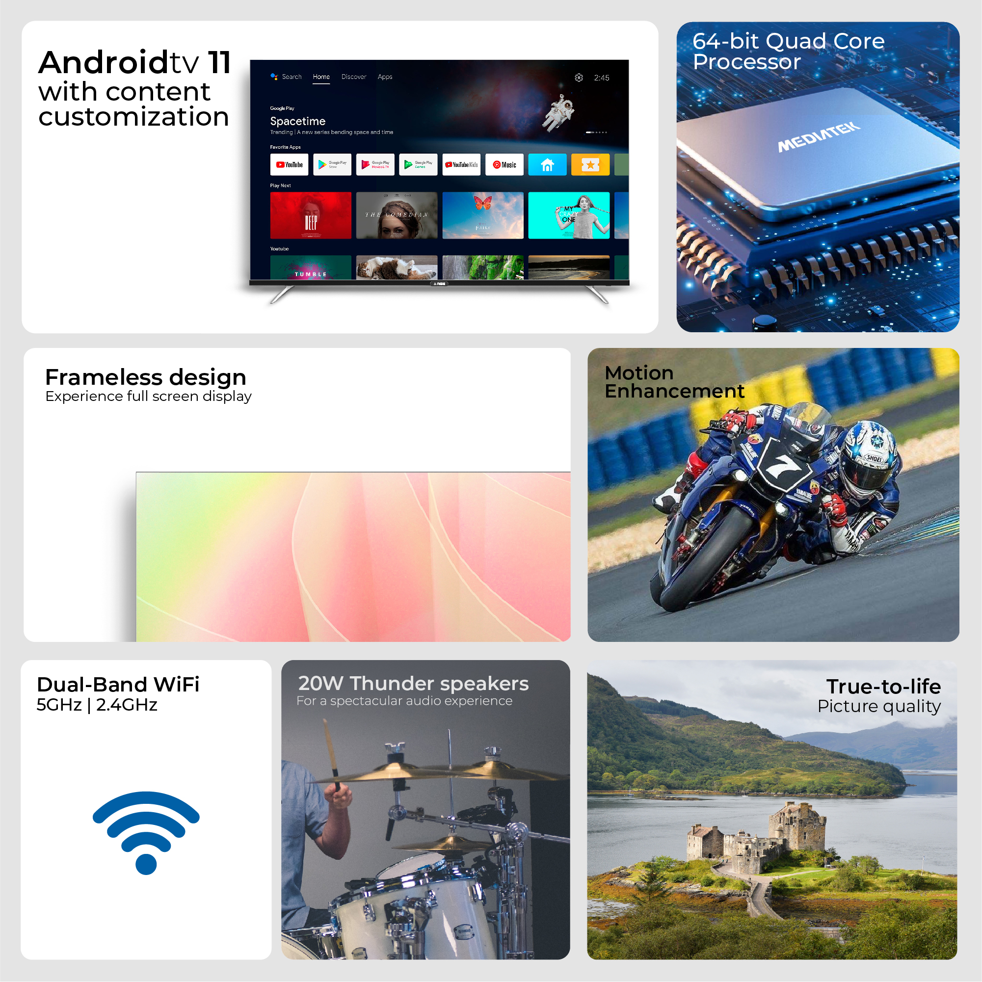 AGE 108 cm (43 inch) Full HD LED Smart Android TV with Certified Android TV, Chromecast Built-In, Voice Search Enabled Remote, Android 11.0, HDR 10, Ultra Slim body, Netflix, Hotstar, Amazon Prime (INDU 43 VC 4G)