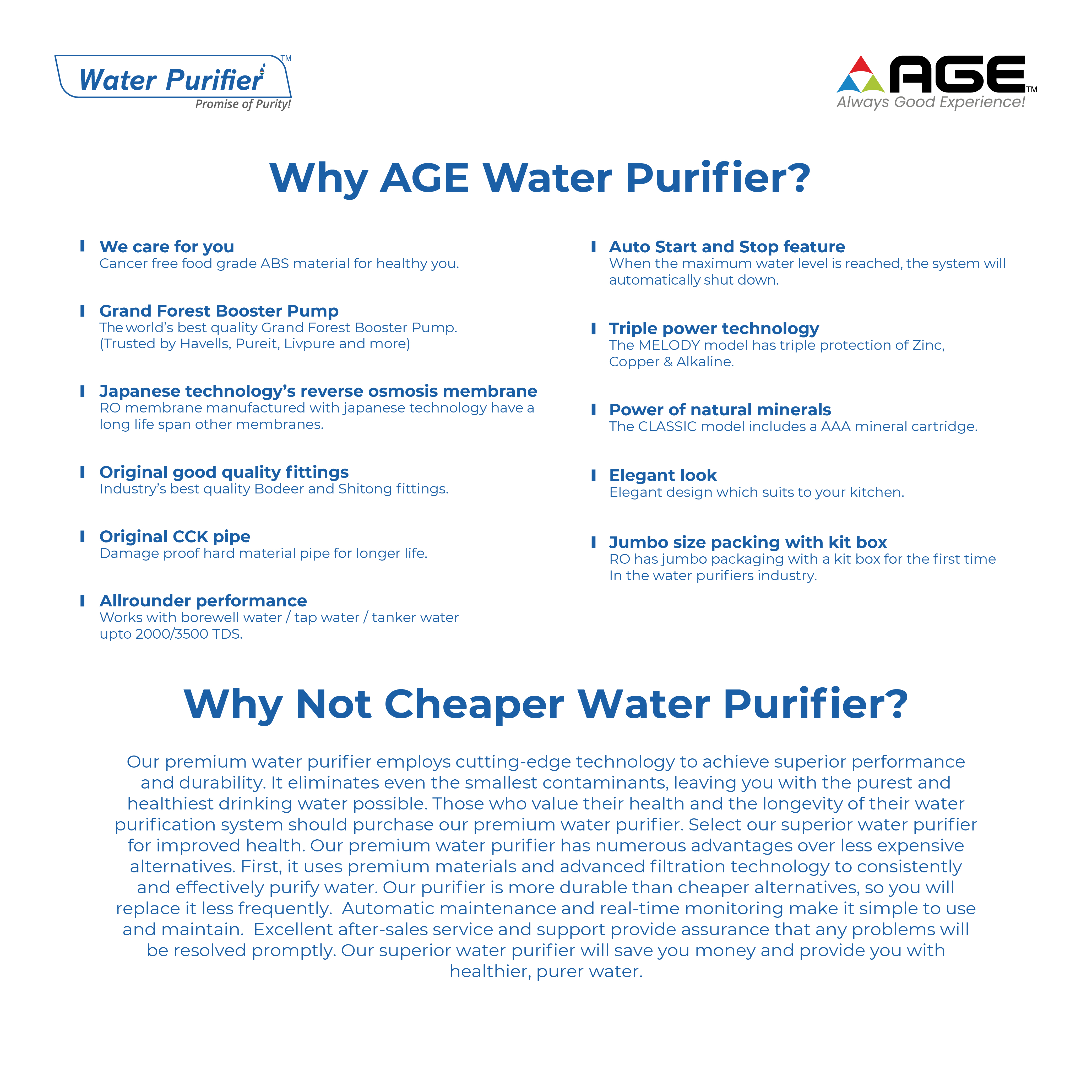 AGE Melody 12 L RO + UV + Copper Water Purifier (Black)